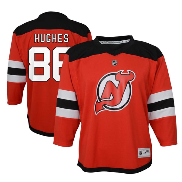 Infant New Jersey Devils Jack Hughes Red Home Replica Player Jersey - Image 1