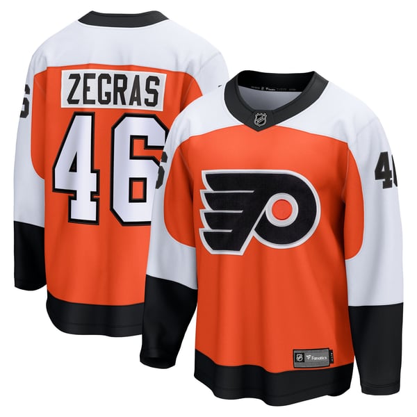 Men's  Philadelphia Flyers Trevor Zegras Fanatics Orange Home Breakaway Jersey - Image 1